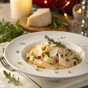 Continental pasta dish with creamy sauce and herbs